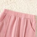 Kid Girl Elasticized Casual Solid Color Pants with Pocket Pink