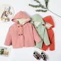 Toddler Girl Double Breasted Fleece Lined Solid Color Hooded Coat Light Green