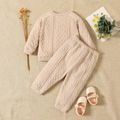 Baby Boy/Girl Solid Long-sleeve Top and Trousers Set Beige image 3