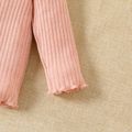 2pcs Baby Solid Ribbed Long-sleeve Top and Trousers Set Pink