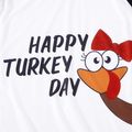 Thanksgiving Cartoon Turkey and Letter Print Family Matching Raglan Long-sleeve T-shirts Black/White