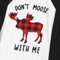 Christmas Plaid Moose and Letter Print Family Matching Raglan Long-sleeve Pajamas Sets (Flame Resistant) Red