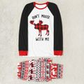 Christmas Plaid Moose and Letter Print Family Matching Raglan Long-sleeve Pajamas Sets (Flame Resistant) Red