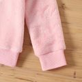 2-piece Kid Girl Flip Sequin Letter Heart Pattern Pink Fuzzy Sweatshirt and Solid Color Skirt Set Pink