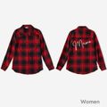 Letter Print Buffalo Plaid Family Matching Long-sleeve Button Placket Shirts Red
