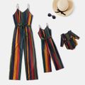 Colorful Stripe Cami Belted Jumpsuit for Mom and Me Multi-color