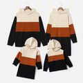 Family Matching Color Block Long-sleeve Hoodie Dresses and Tops Sets ColorBlock