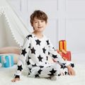 2-piece Kid Boy Stars Print Long-sleeve Top and Pants Pajamas Lounge Set White