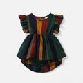 Colorful Stripe Long-sleeve Belted Dress for Mom and Me Multi-color