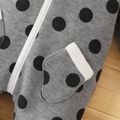 100% Cotton Baby All Over Polka Dots Fleece Lined Long-sleeve Hooded Jumpsuit Grey