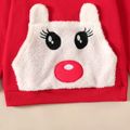 Kid Girl Cute Animal Embroidered Ear Design Pullover Sweatshirt Red