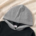 2-piece Kid Boy Colorblock Pocket Design Hoodie Sweatshirt and Pants Set Black