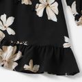 Allover Floral Print Long-sleeve Belted Dress for Mom and Me Black image 4
