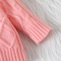 Baby Solid Turtleneck Long-sleeve Cable Knit Sweater Pink image 4