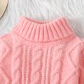 Baby Solid Turtleneck Long-sleeve Cable Knit Sweater Pink
