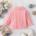 Baby Solid Turtleneck Long-sleeve Cable Knit Sweater Pink image 3