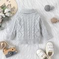 Baby Solid Turtleneck Long-sleeve Cable Knit Sweater Grey image 2