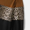Family Matching Leopard Color Block Long-sleeve Knitted Pullover Sweatshirts Color block