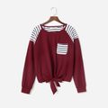 Contrast Stripe Long-sleeve Sweatshirts for Mom and Me ColorBlock