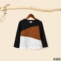 Color Block Long-sleeve Textured Tops for Mom and Me Color block