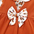2-piece Toddler Girl Floral Print Doll Collar Button Design Long-sleeve Blouse and Bowknot Design Overall Dress Set Red