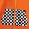 2-piece Kid Boy Plaid Colorblock Zipper Hooded Jacket and Pants Set Orange
