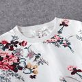 Floral Print Crewneck Drop Shoulder Long-sleeve Tops for Mom and Me White image 3