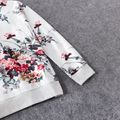 Floral Print Crewneck Drop Shoulder Long-sleeve Tops for Mom and Me White image 4
