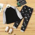 2-piece Toddler Boy Dinosaur Print Long-sleeve Tee and Pants Set Black