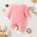 100% Cotton Baby Solid Long-sleeve Zip Jumpsuit Pink
