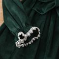 Kid Girl Lace Design Belted Velvet Long-sleeve Dress Green