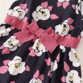 2-piece Kid Girl Floral Print Bowknot Design Cami Dress and Button Design Jacket Set Hot Pink