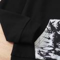 2-piece Kid Boy Pocket Design Tie Dyed Black Hoodie Sweatshirt and Pants Set Black