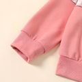 2-piece Kid Girl Velvet Splice Colorblock Pullover Sweatshirt and Pants Casual Set Dark Pink