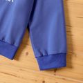 Trendy Kid Boy Letter print Sweatshirt and Pants Casual Set Dark Blue