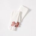 Kid Girl Solid Color Bowknot Design Leggings White