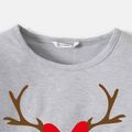 Christmas Cartoon Deer and Letter Print Grey Family Matching 100% Cotton Long-sleeve Sweatshirts Grey