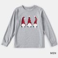 Christmas Plaid Gnome Print Grey Family Matching Long-sleeve Sweatshirts Grey