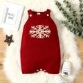 Baby Girl Snowflake Pattern Knit Overalls Red