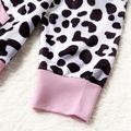 All Over Leopard Splicing Pink Long-sleeve Hoodie with Pants Sets for Mom and Me ColorBlock