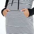 Nursing Stripe Splice Long-sleeve Kangaroo Pocket Drawstring Dress BlackandWhite