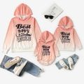 Gradient Letter Print Long-sleeve Hooded  for Mom and Me Pink