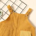 Toddler Boy Letter Print Pocket Design Solid Color Overalls Khaki