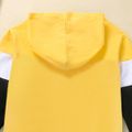 2-piece Kid Boy Colorblock Hoodie Sweatshirt and Elasticized Pants Casual Set Yellow