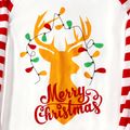 Christmas Golden Deer and Letter Print Family Matching Long-sleeve Red Striped Pajamas Sets (Flame Resistant) Red/White image 4