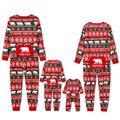 Christmas Polar Bear and Letter All Over Print Red Family Matching Long-sleeve Onesies Pajamas Sets (Flame Resistant) Multi-color image 1