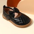 Toddler / Kid Quilted Solid Color Bow Decor Velcro Shoes Black