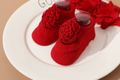 Newborn Baby Red Floral Decor Socks and Headband Set Red
