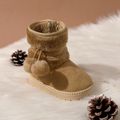 Toddler / Kid Khaki Double Pompon Decor Side Zipper Warm Fleece-lining Boots Khaki image 2