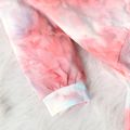 2-piece Toddler Girl Tie Dyed Twist Front Hoodie Sweatshirt and Elasticized Pants Set Pink image 4
